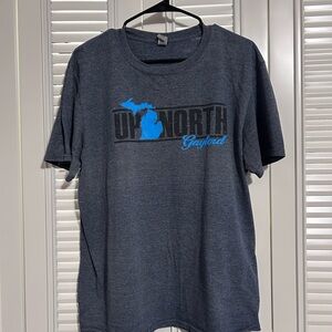 Gildan Charcoal Tee with Blue Graphic